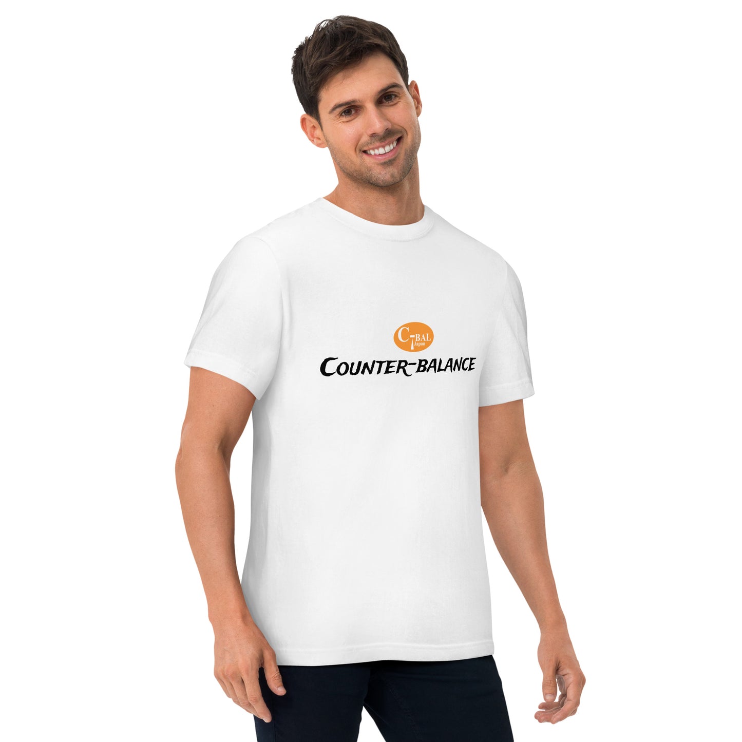 A004 - High Quality Cotton T-shirt (C-BAL : White / Orange)