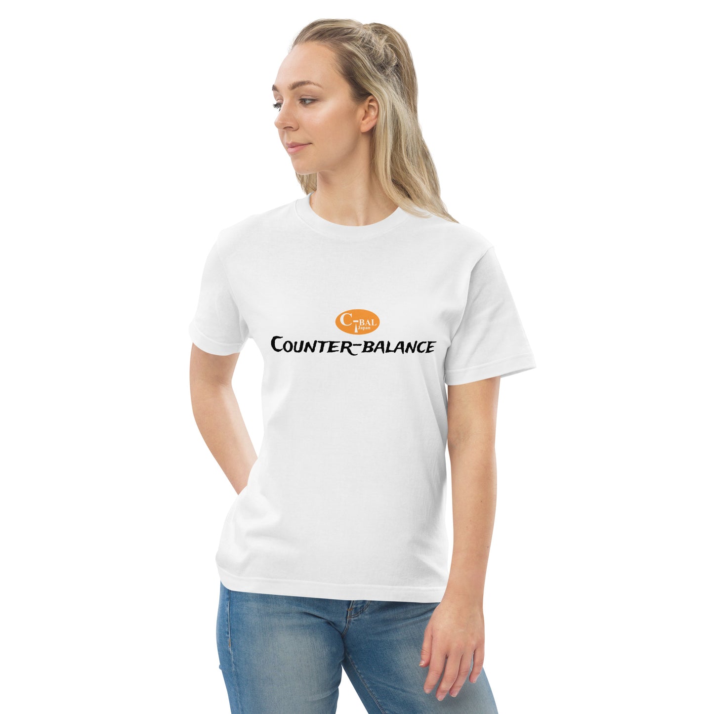 A004 - High Quality Cotton T-shirt (C-BAL : White / Orange)
