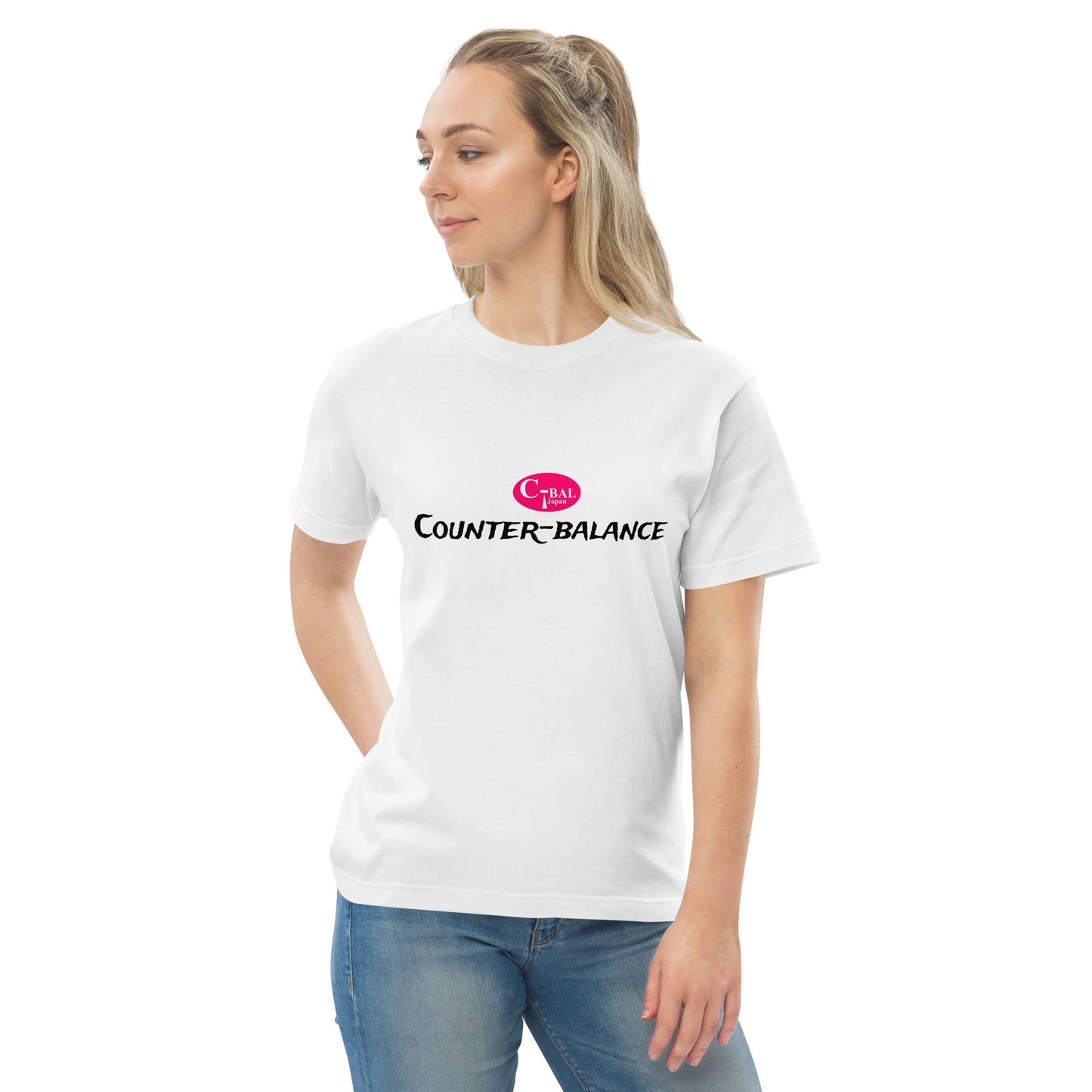 A006 - High Quality Cotton T-shirt (C-BAL : White / Pink)