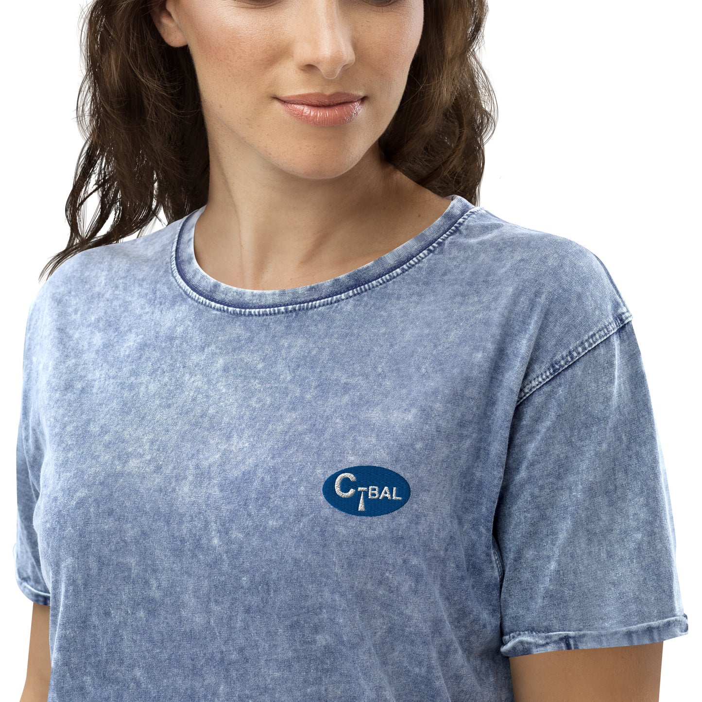B001 - デニムTシャツ (C-BAL：ブルー/刺繍ロゴ)
