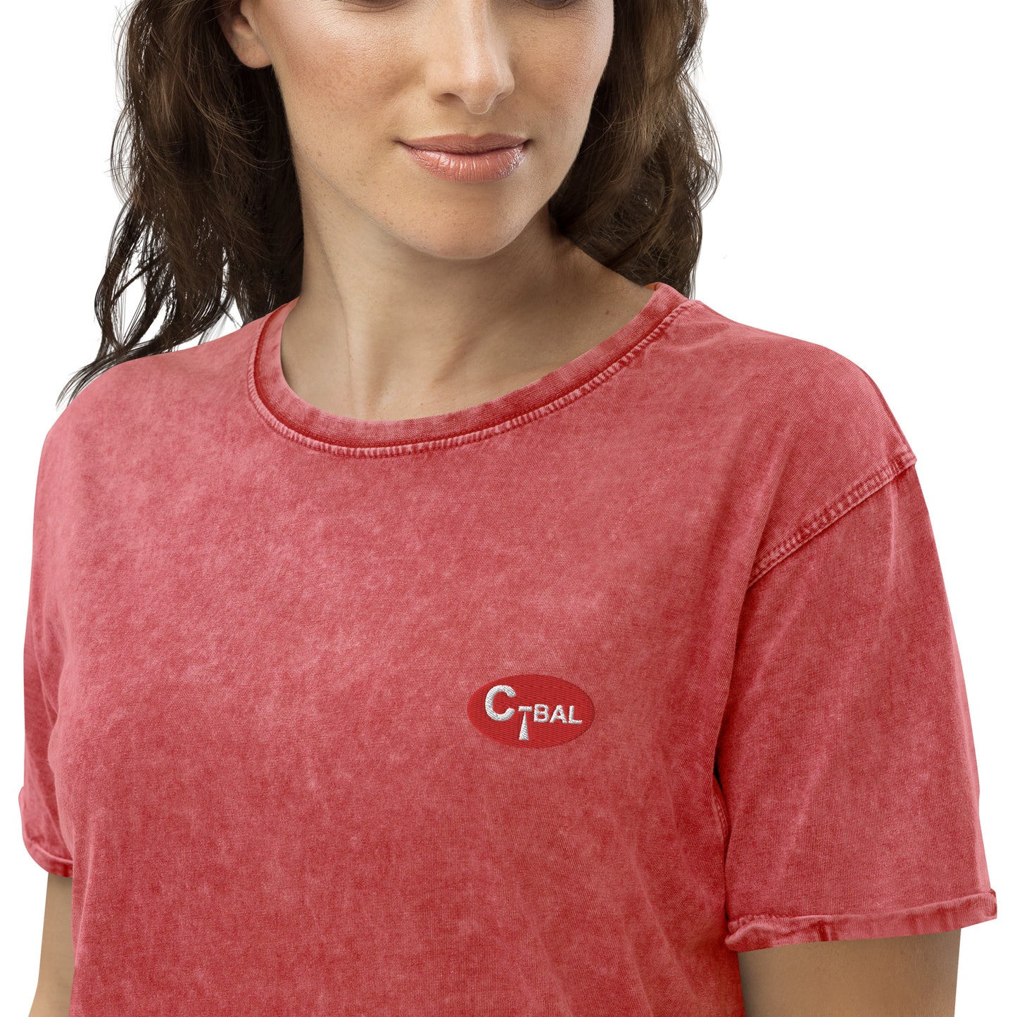 B002 - Denim T-shirt (C-BAL : Red / Embroidery Logo)