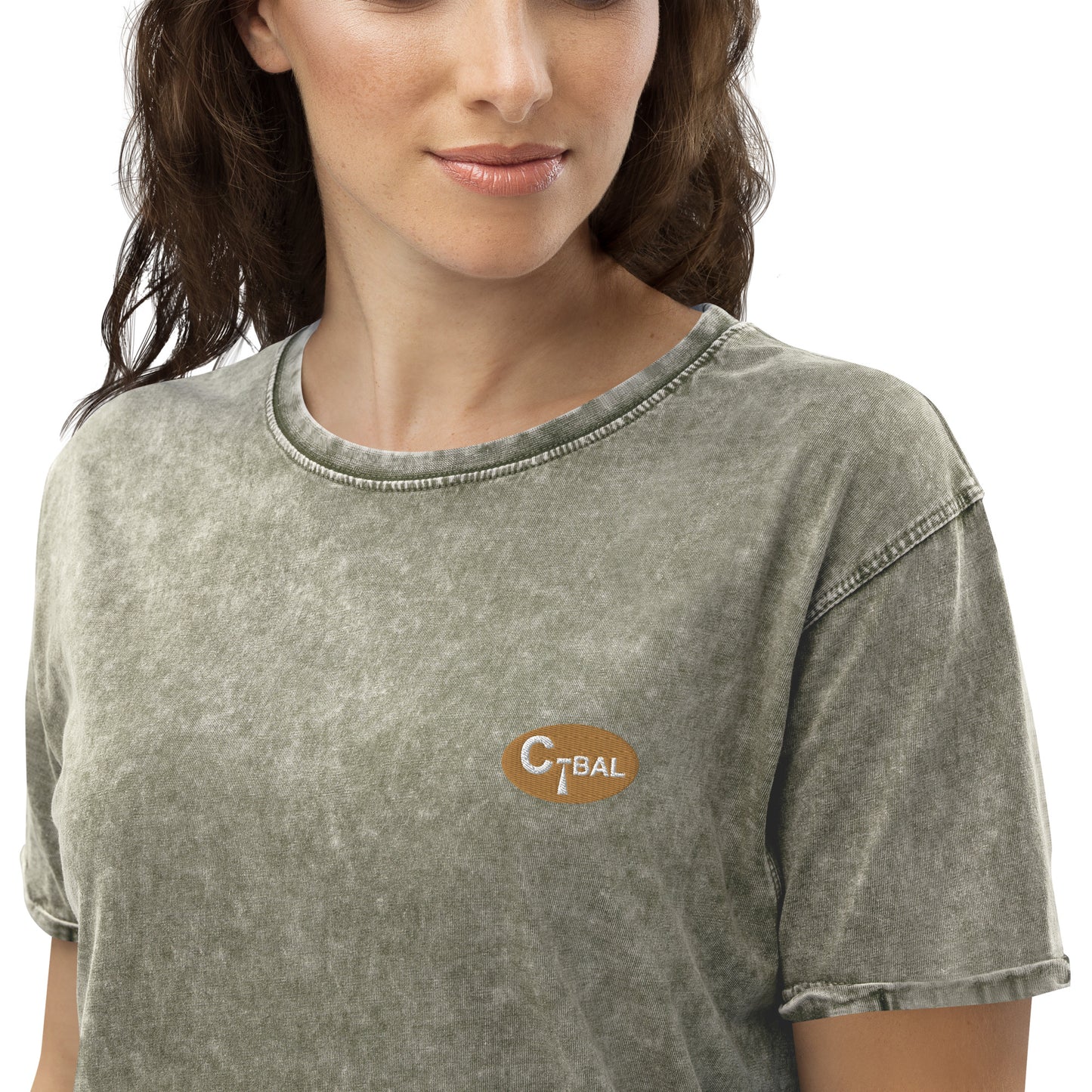 B003 - Denim T-shirt (C-BAL : Brown / Embroidery Logo)