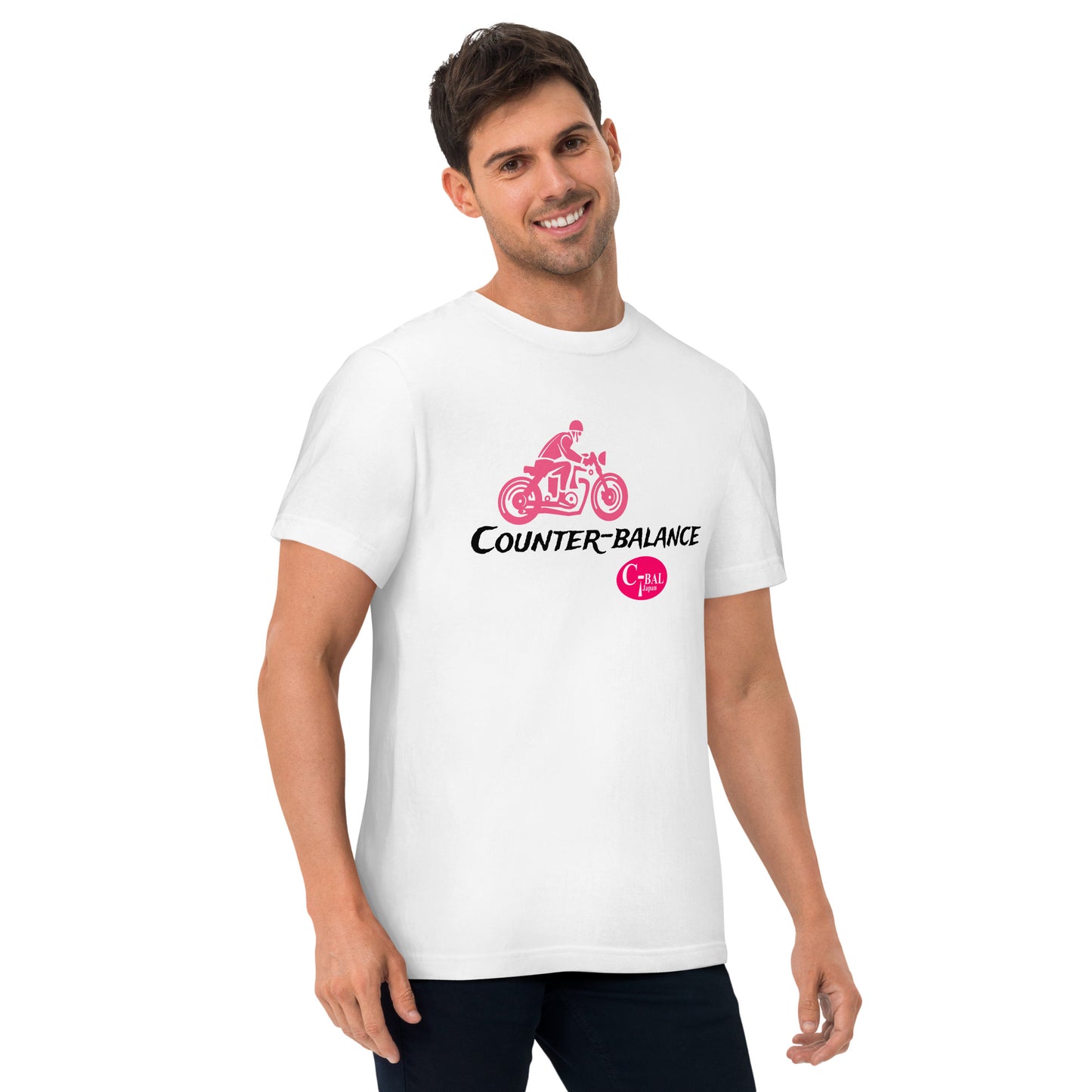 C006 - High quality cotton T-shirt (Vintage MC: White/Pink)