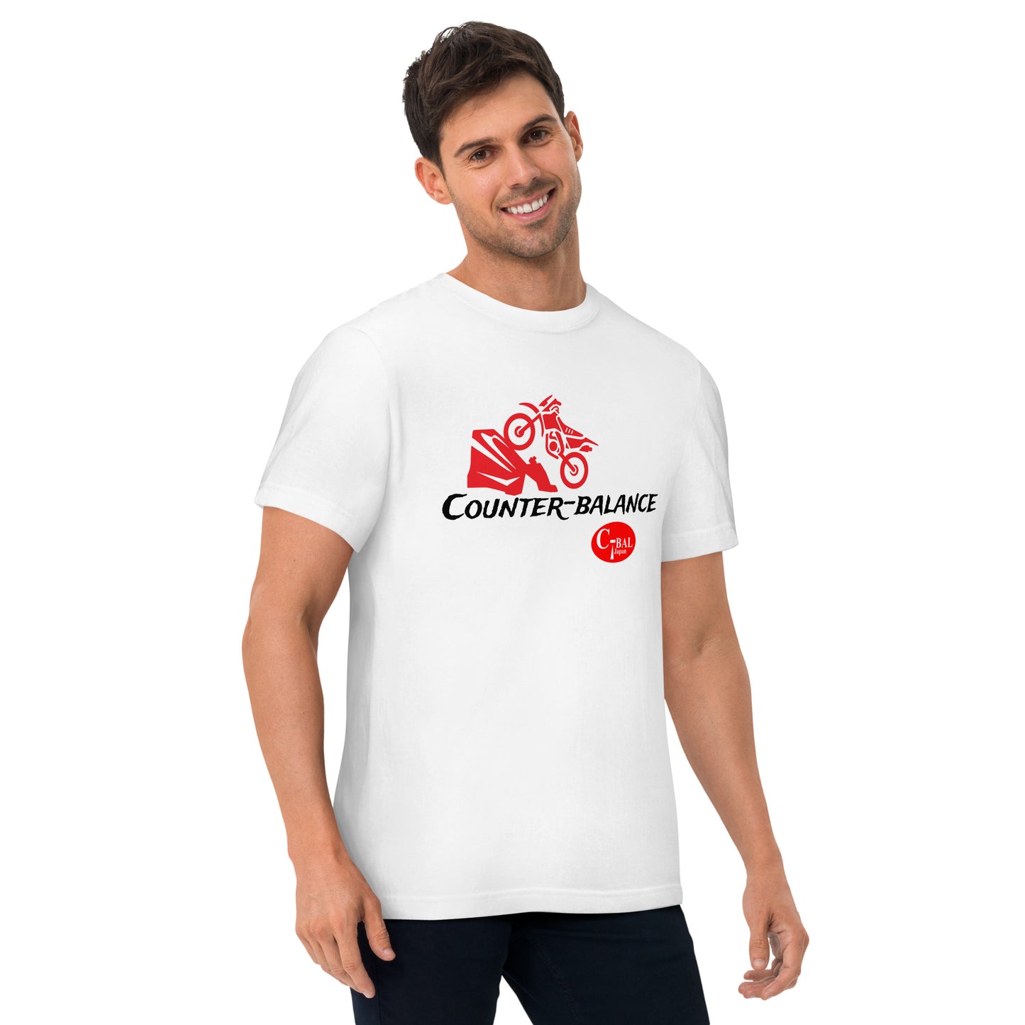 E002 - T-shirt kapas berkualiti tinggi (MC Luar Jalan: Putih/Merah)