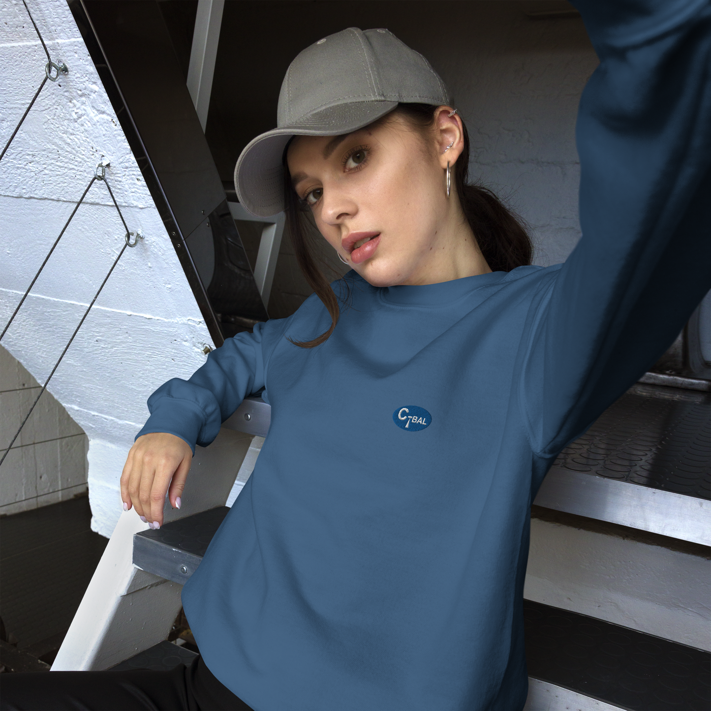 S002 - Unisex Sweatshirt (Blue/Embroidered Logo)