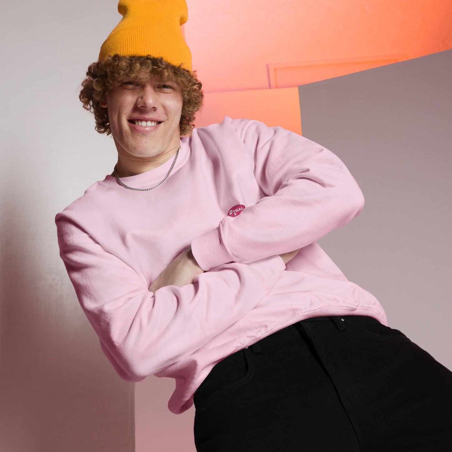 S004 - Unisex Sweatshirt (Pink/Embroidered Logo)
