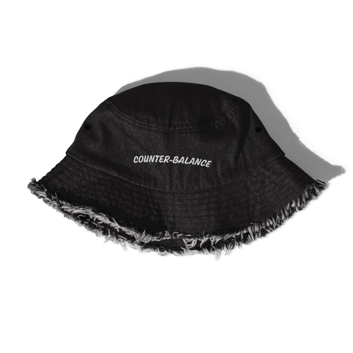 Y008 - Damaged denim bucket hat (black)