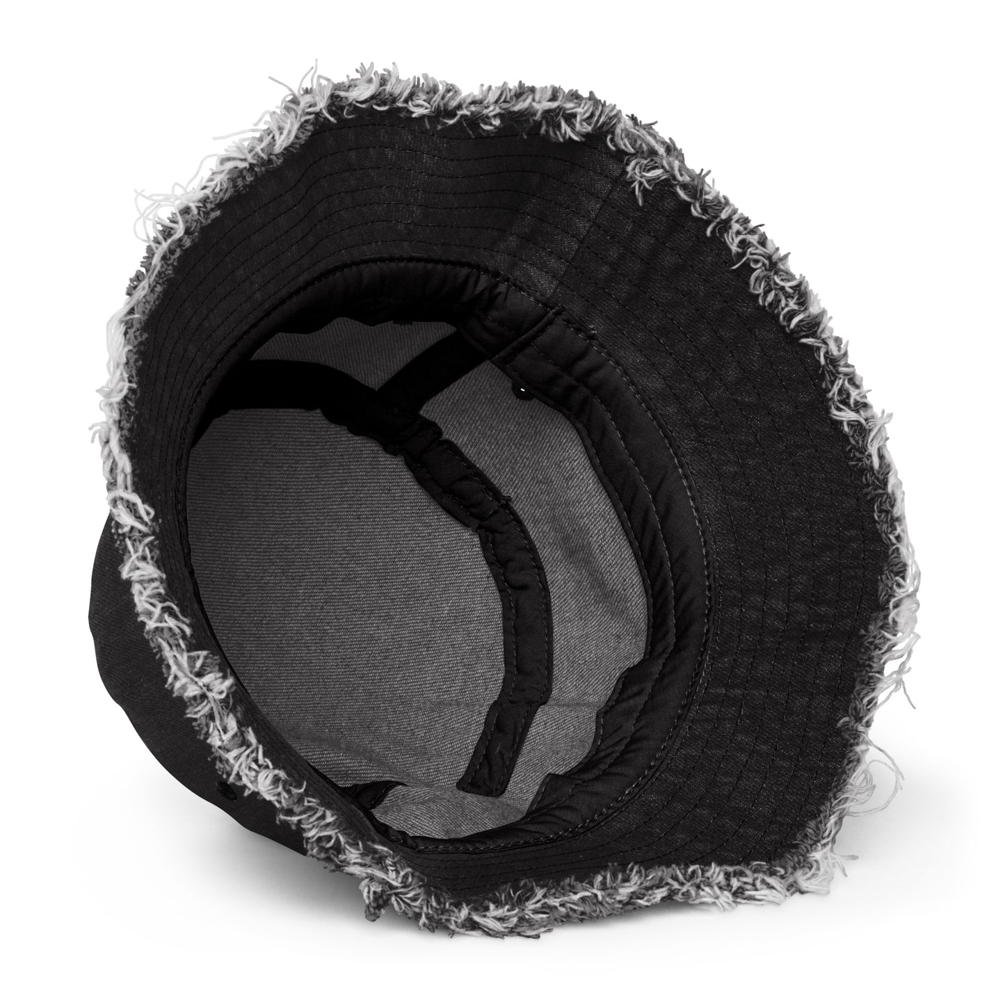 Y008 - Topi ember denim yang rusak (hitam)
