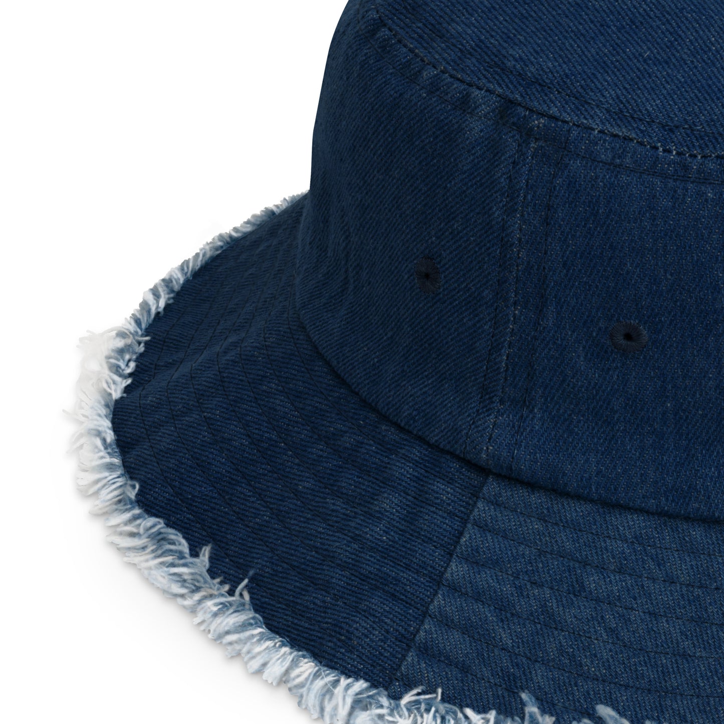 Y007 - Damaged denim bucket hat (Navy)