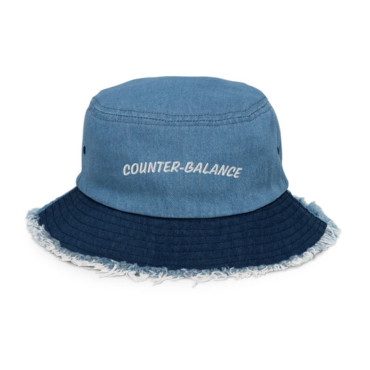 Y006 - Damaged denim bucket hat (Blue/Navy)