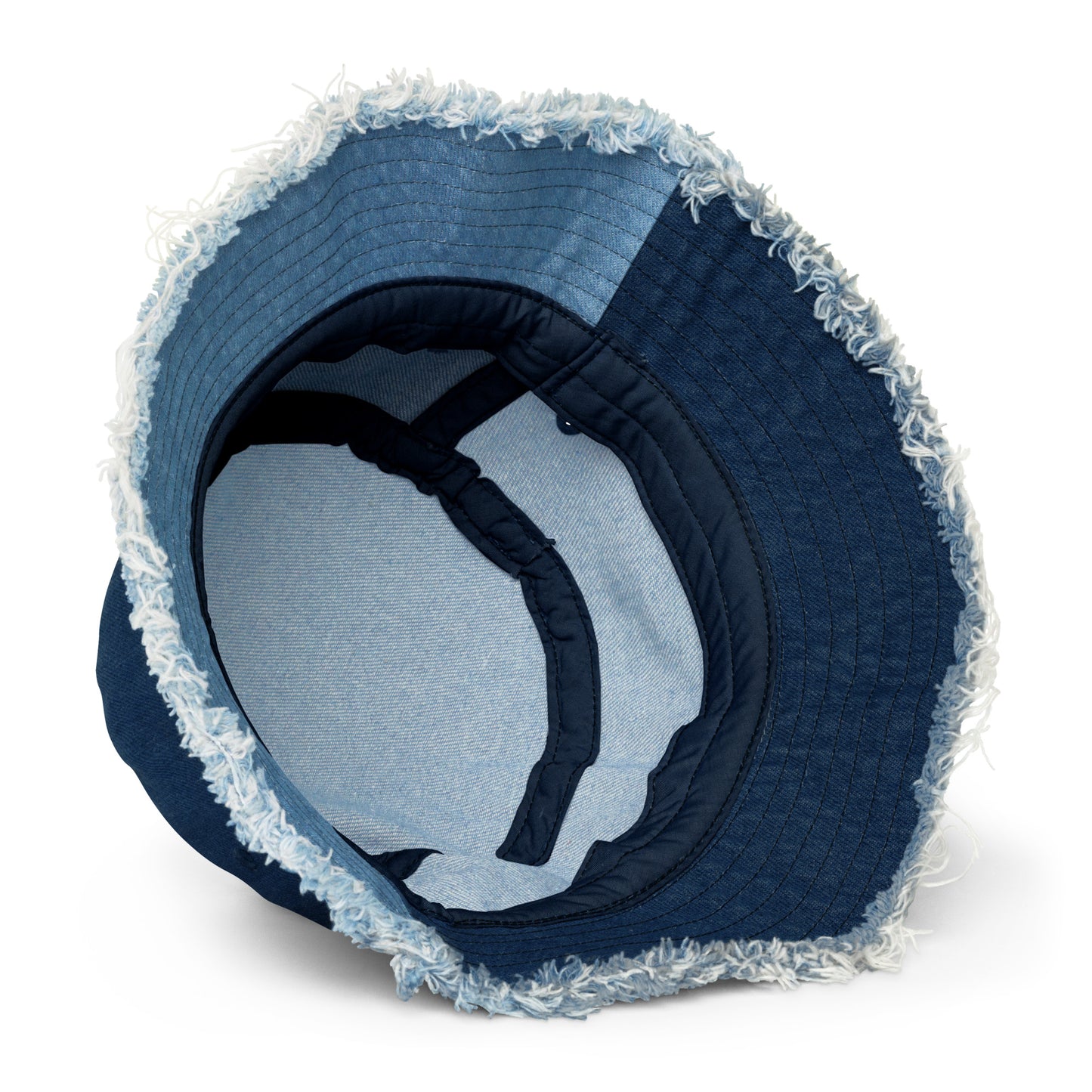 Y006 - Topi ember denim yang rusak (biru/ biru tua)