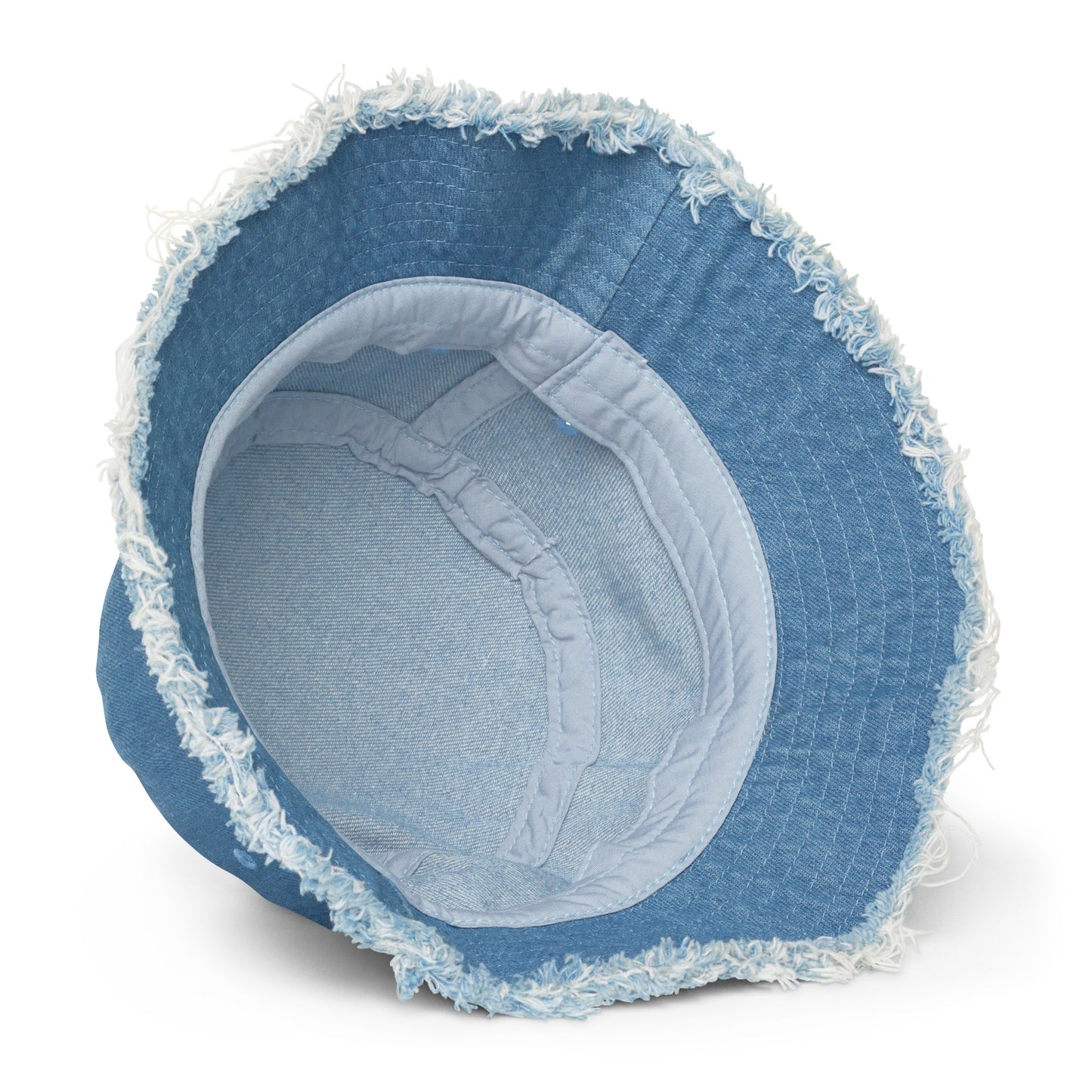Y005 - Damaged denim bucket hat (Blue)