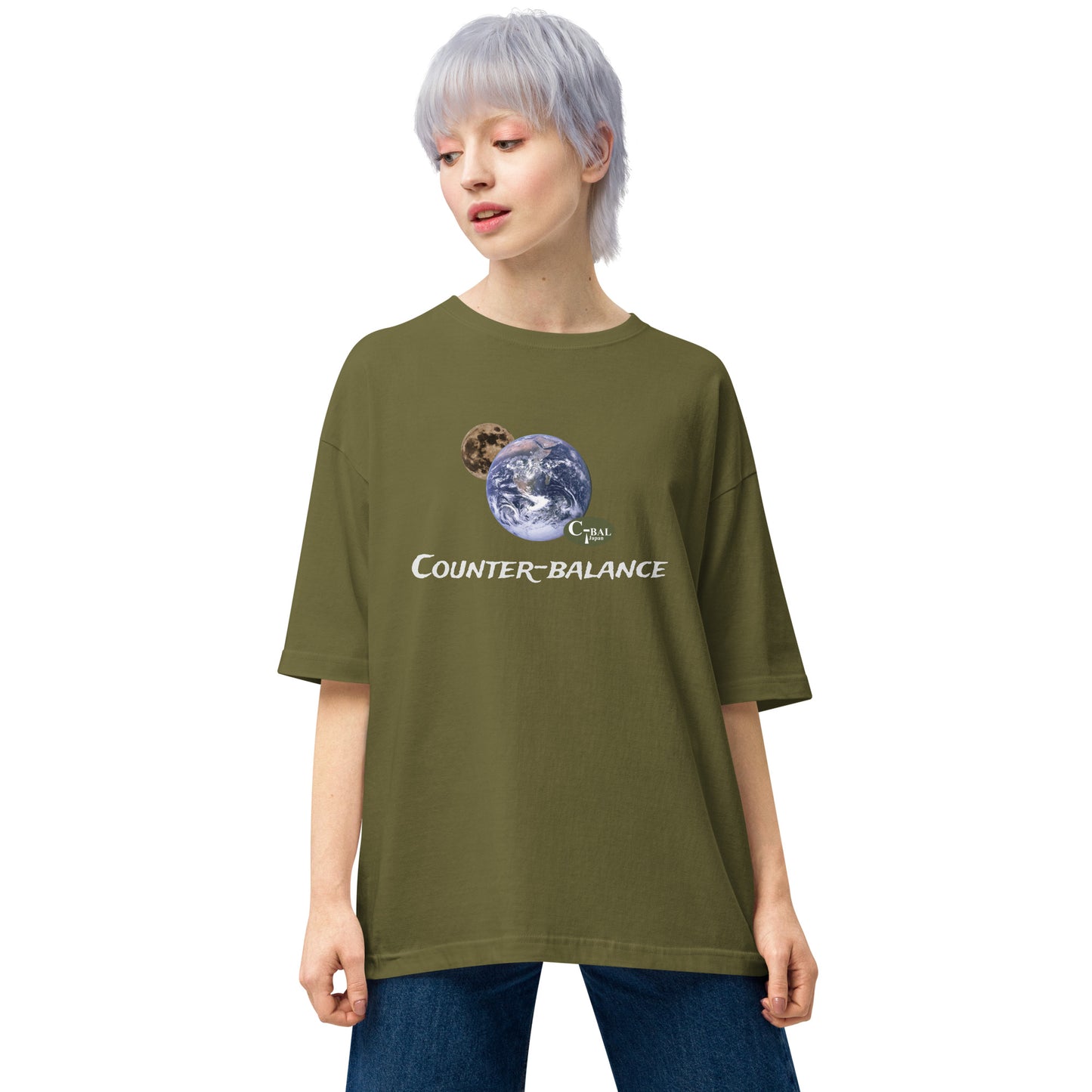 R202 - Tシャツ/ビッグシルエット(宇宙の均衡 :オリーブ )