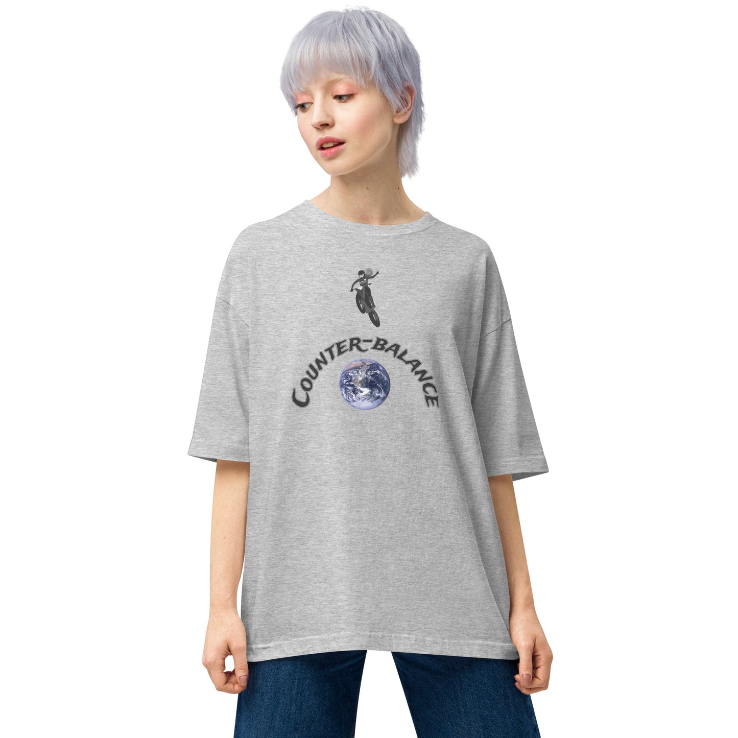 E227 - T-shirt/Oversized (Universal jump/woman : Gray/Charcoal)