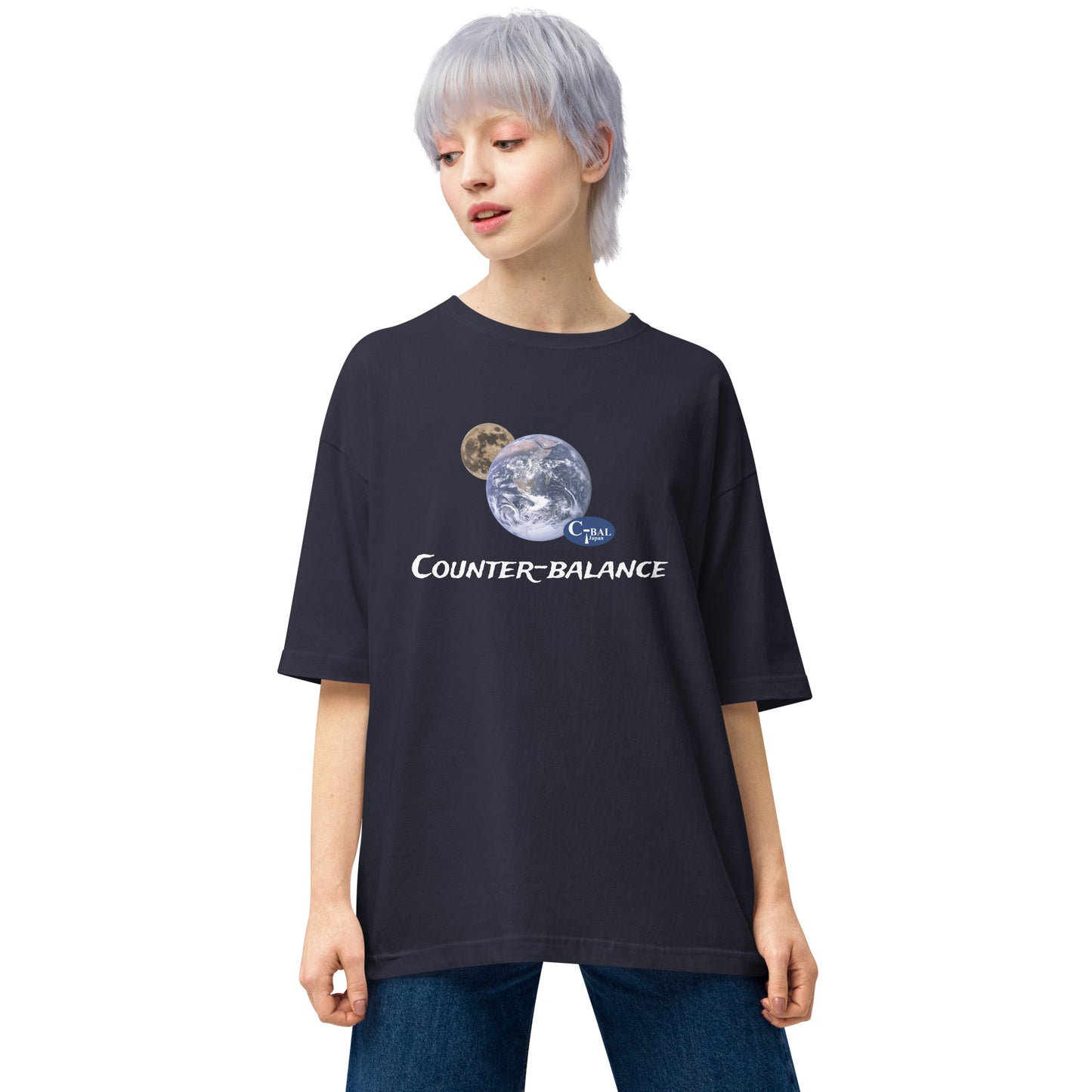 R201 - Tシャツ/ビッグシルエット(宇宙の均衡 : ネイビー)