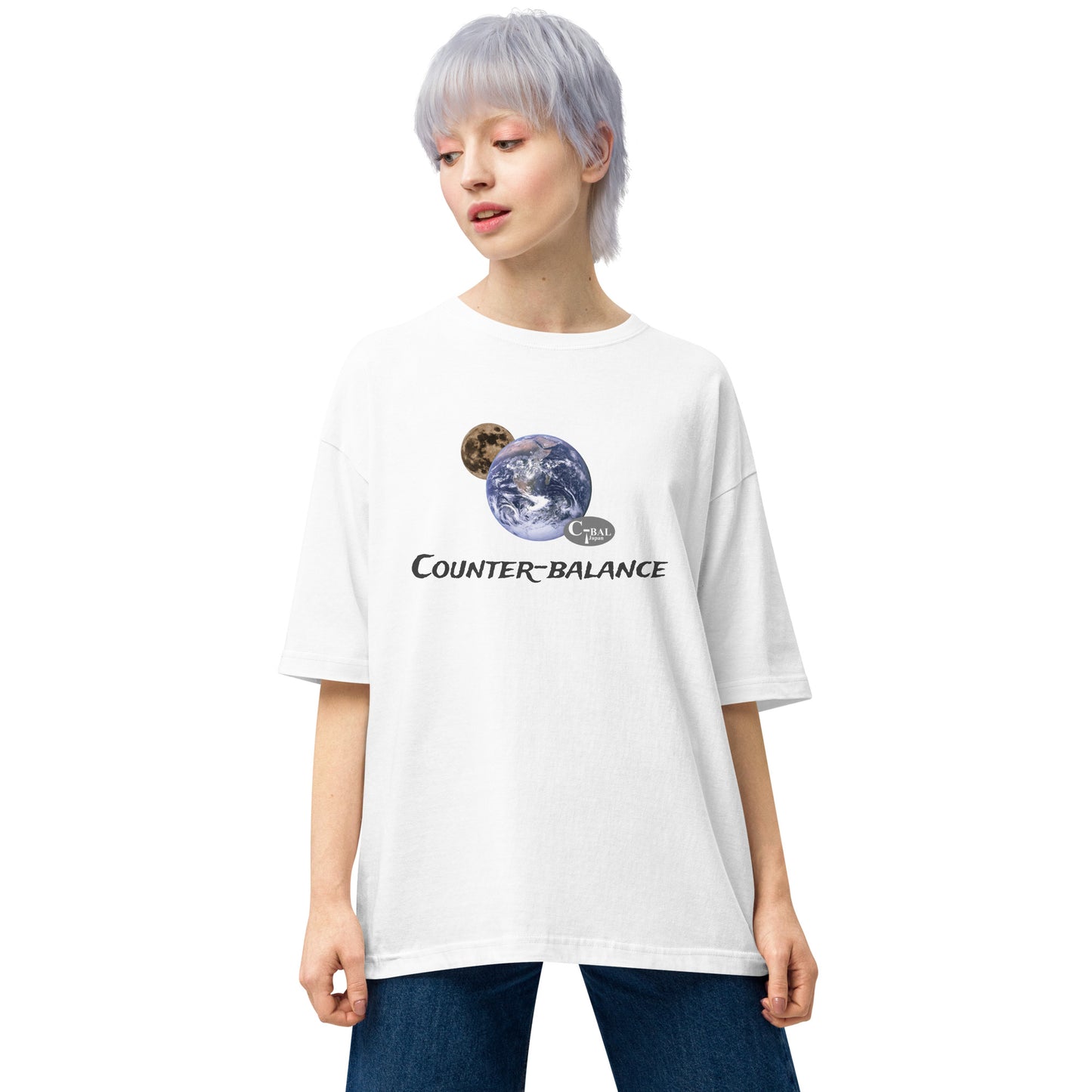 R205 - Tシャツ/ビッグシルエット(宇宙の均衡 :ホワイト )