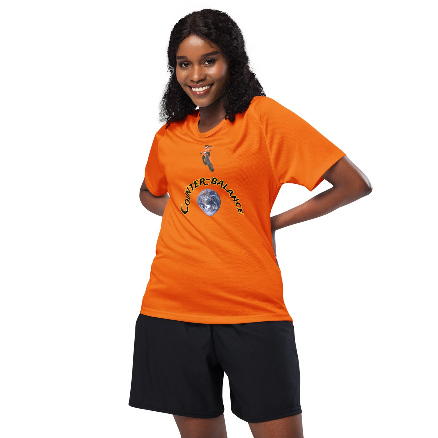 E122 - Tシャツ/アスレチック/通気性生地 (ユニバーサルジャンプ/女子：オレンジ)