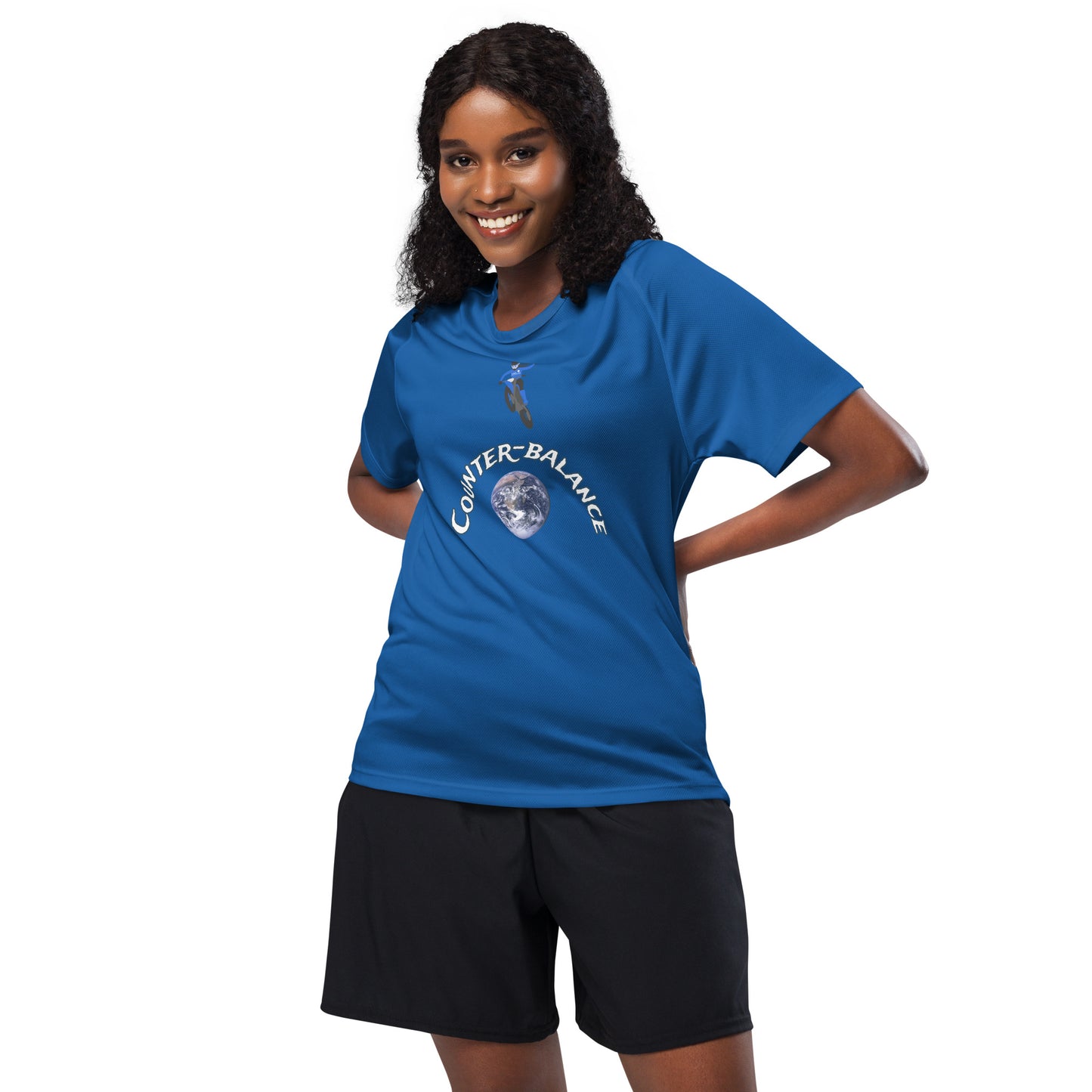 E123 - Tシャツ/アスレチック/通気性生地 (ユニバーサルジャンプ/女子：ブルー)