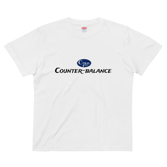 A001 - 高品質コットンTシャツ (C-BAL：ホワイト/ネイビー)