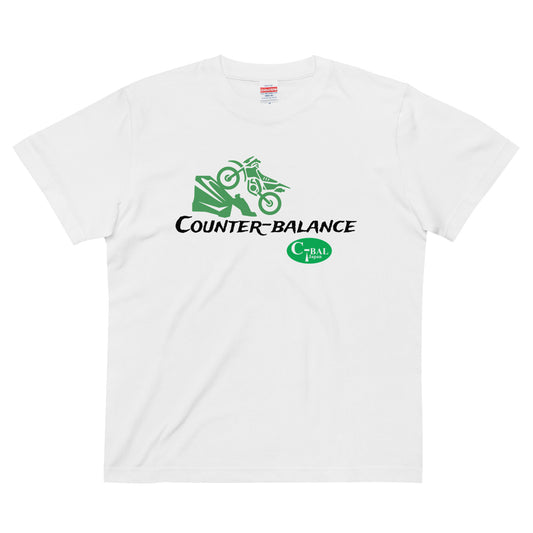 E003 - 高品質コットンTシャツ (オフロードMC：ホワイト/グリーン)