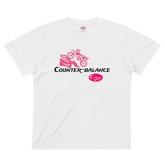 E006 - 高品質コットンTシャツ (オフロードMC：ホワイト/ピンク)