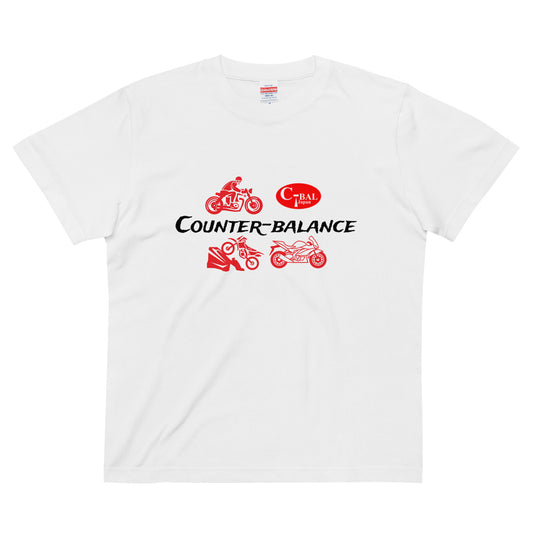 F002 - High Quality Cotton T-shirt (Motorcycle Life : White/Red)