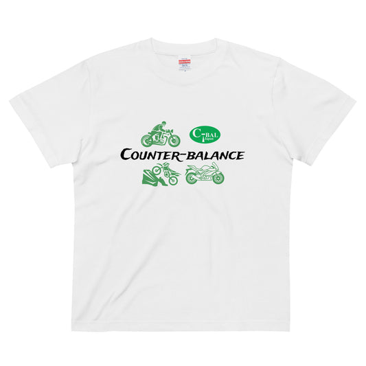 F003 - High Quality Cotton T-shirt (Motorcycle Life : White/Green)