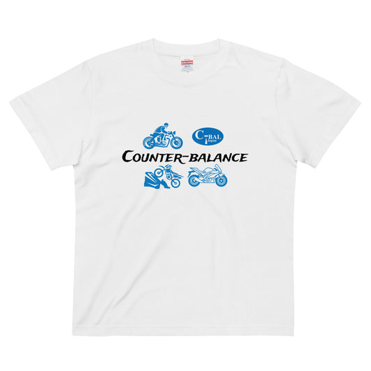 F000 - Quality Cotton T-shirt (Motorcycle Life : White/Blue)