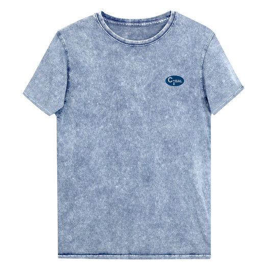 B001 - เสื้อยืดเดนิม (C-BAL : สีน้ำเงิน / โลโก้งานปัก)