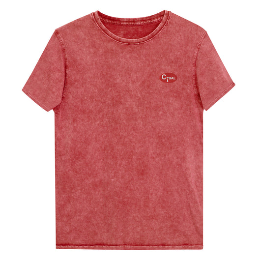 B002 - เสื้อยืดผ้าเดนิม (C-BAL : สีแดง / โลโก้ปัก)