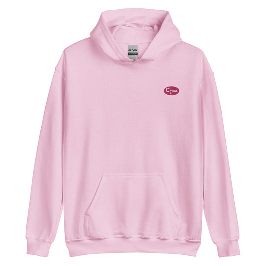 T004 - Unisex Hoodie (Pink/Embroidered Logo)